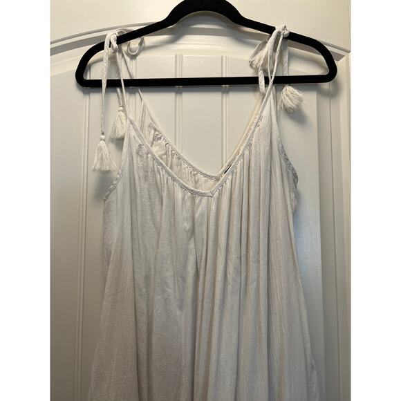 Old Navy Women’s Tasseled Color Block Flowy Summer Maxi Dress Size M White Pink - Picture 3 of 6